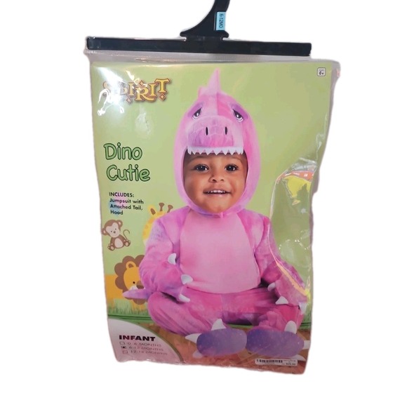 New Spirit Halloween Dino Cutie Costume Pink & Purple Infant Baby 6-12 Months - Picture 3 of 6